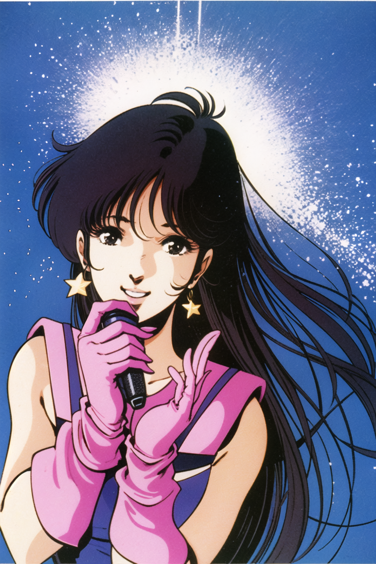 05217-3827765846-1girl, solo, long hair, black hair, microphone, gloves, jewelry, earrings, retro artstyle, 1980s (style), holding, space, black.png